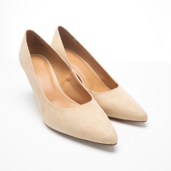 NEW J. CREW Microsuede Heeled Pumps in Saddle tan BJ248 $128 size 10 - Picture 2 of 14